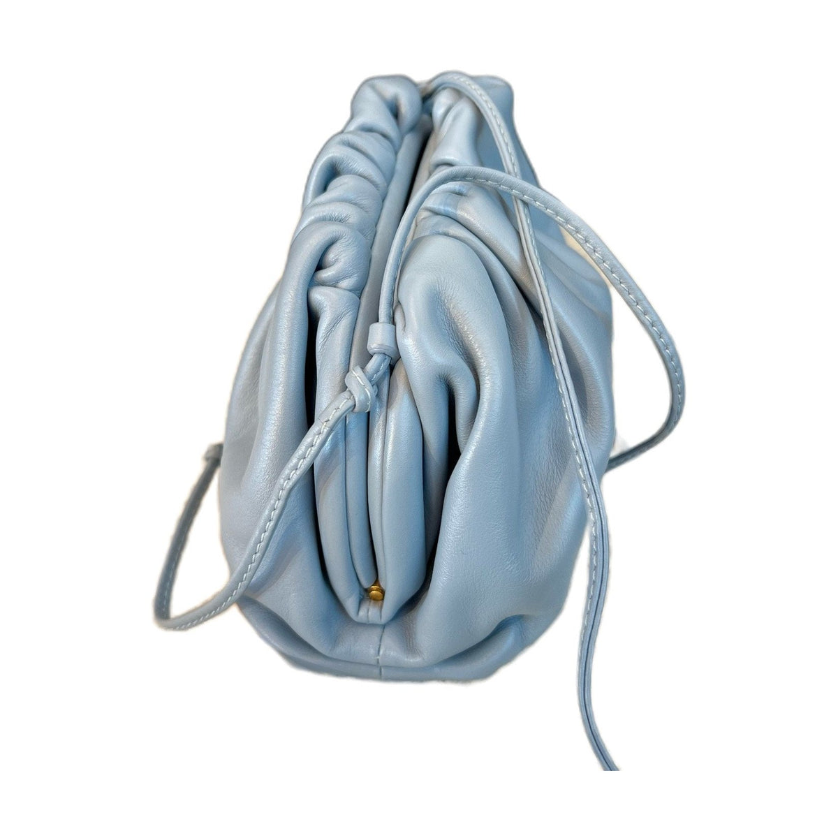 Bottega Veneta Mini Intreccio Cloud Bag, Calfskin Leather, Blue, Clutch Crossbody Shoulder Bag